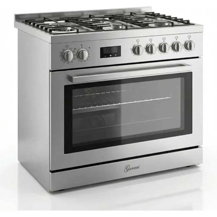 Gurari GCH E 818 X, 90 cm Edelstahl Gas Elektro Standherd mit 126 L Backofen, Selbstreinigung, AirFry, 11 Funktionen, WOK – Bild 1