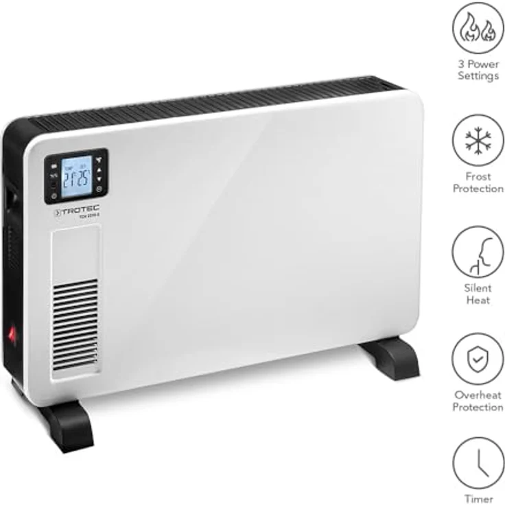 TROTEC Konvektor TCH 2310 E Heizgerät Heizlüfter Elektroheizer 3 Heizstufen 1.000 W / 1.300 W / 2.300 W Frostwächter-Funktion stufenlose Thermosteuerung Stabiler Stand durch große Stellfüße – Bild 2