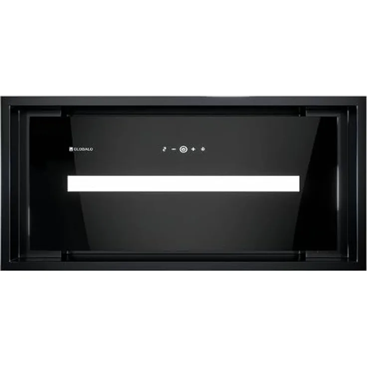 GLOBALO Dunstabzugshaube, Einbauhaube für Küche, Flachlüfter, mit Beleuchtung, Einbaubreite 60 cm, Gehärtetes Glas, PINELIO 60.1 Black, Schwarz [Energieklasse A+]
