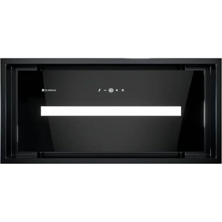 GLOBALO Dunstabzugshaube, Einbauhaube für Küche, Flachlüfter, mit Beleuchtung, Einbaubreite 60 cm, Gehärtetes Glas, PINELIO 60.1 Black, Schwarz [Energieklasse A+] – Bild 1
