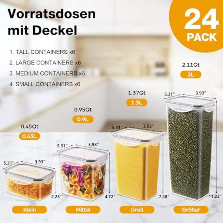 YASHE Vorratsdosen Set, luftdicht, 10 Stück à 1.5L, BPA-freier Kunststoff – Bild 5