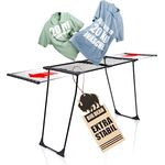 BigDean XXL Wäscheständer ausziehbar, 20m Trockenfläche, robust mit Klemmen für kleine Wäschestücke, schwarz