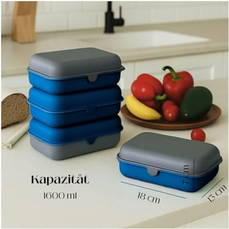 COFI 1453 Lunchbox 3er-Set, spülmaschinenfest, stapelbar, 1600 ml, BPA-freier Kunststoff, Made in Germany – Bild 3