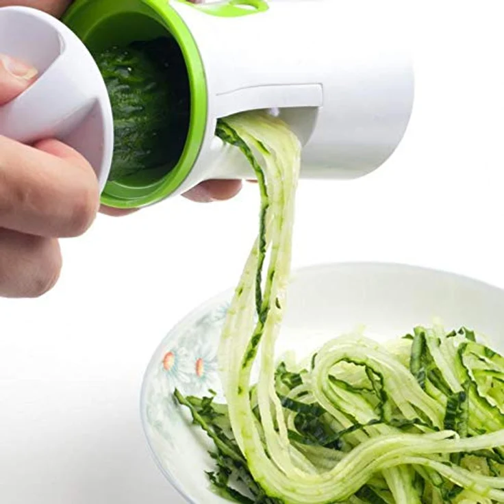 vabiono Julienne Spiralschneider, Gemüse-Spaghetti Schneider mit einfachem Handbetrieb, Weiß-Grün – Bild 4