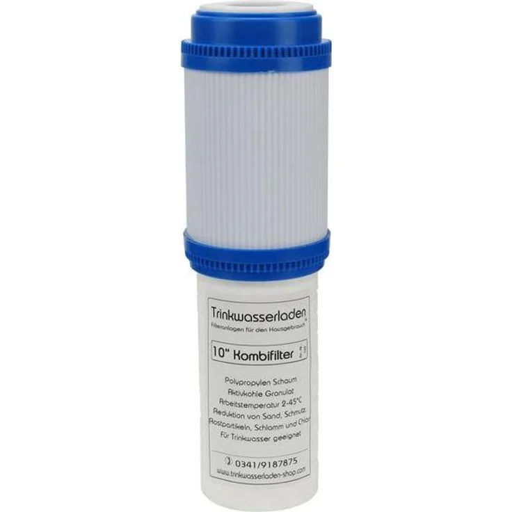 Trinkwasserladen Kombifilter Wasserfilter Sediment / Aktivkohle 10", zweistufige Filtration, Zertifiziert NSF und FDA