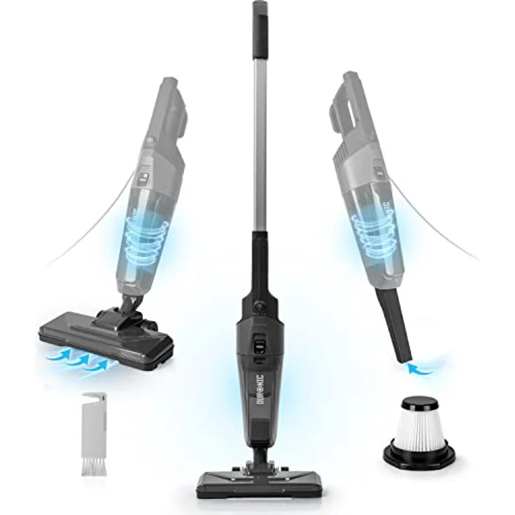 Duronic VC9 Bodenstaubsauger | 2-in-1 Handstaubsauger und Stielstaubsauger | Inkluviv Bodenbürste für Tierhaar und Zubehör | Beutellos HEPA Filter | 600 Watt | Staubsauger für Auto | Kabelgebunden – Bild 1