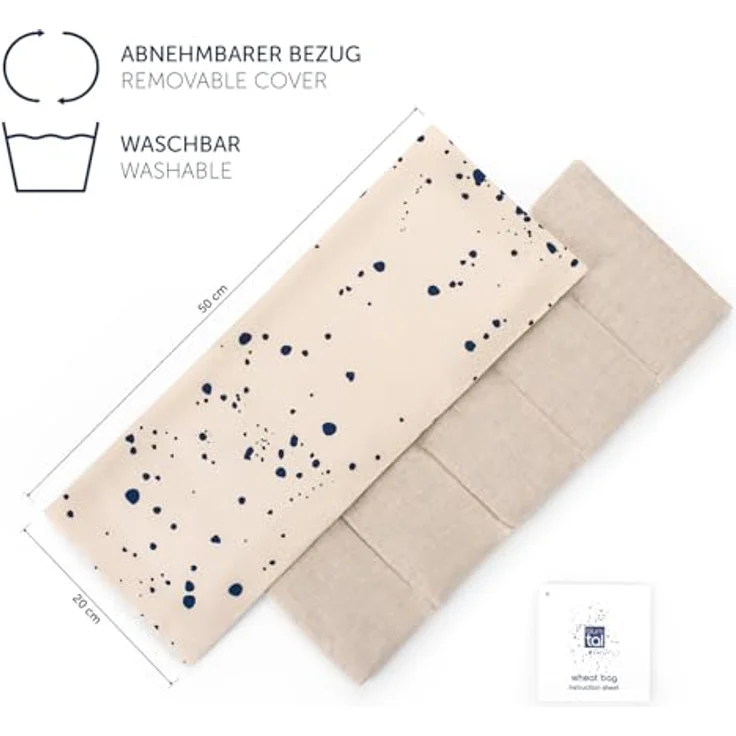 Blumtal Körnerkissen groß, Mikrowelle Wärmekissen aus 100% natürlichem Weizen, schmerzlindernd für Nacken und Schulter, waschbarer Baumwollbezug – Bild 2