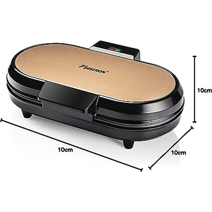 Bestron Doppel-Waffeleisen für klassische Herzwaffeln, Waffelmaker mit Backampel & Antihaftbeschichtung, 1.200 Watt, Farbe: Kupfer – Bild 5