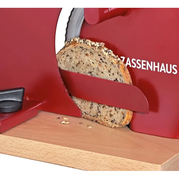 ZASSENHAUS Brotschneidemaschine PURE, manuelle Allesschneider mit Edelstahlmesser und stufenloser Schnittstärke, rot – Bild 6