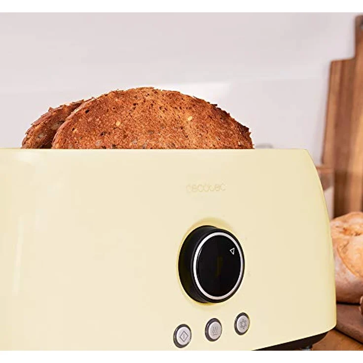 Cecotec Tostadora digital ClassicToast 8000, 2 Extra breiten und langen Schlitzen, 1500W, 6 Bräunungsstufen, inkl. Brötchenaufsatz, yellow double  – Bild 4