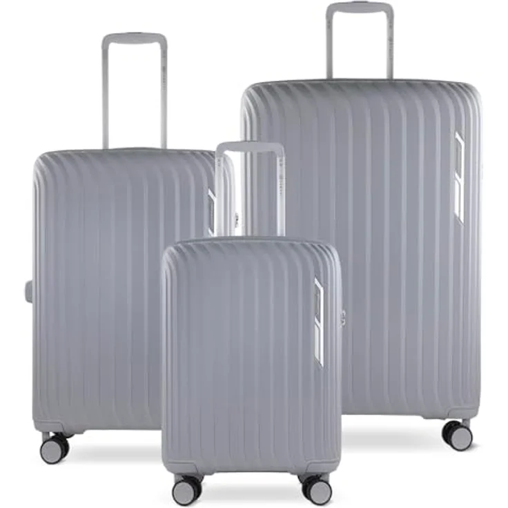 bugatti Hera 3er Hartschalen-Koffer-Set, superleichte Koffer aus PP Light mit 4-Rollen (S,M,L), hellgrau – Bild 1