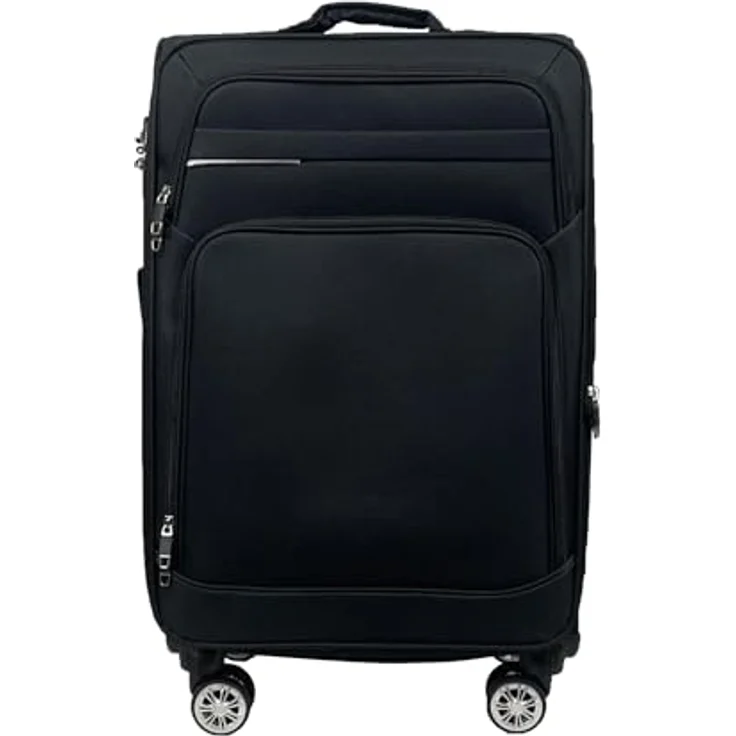 MY TRAVEL BAG Stoff Reisekoffer Trolley Erweiterbar mit Zwillingsrollen Weichgepäck (Schwarz, Großer Koffer (75cm)) - Ultraleicht, 360° Rollen-System, Sicherheits-Zahlenschloss, Dehnungsfuge – Bild 4