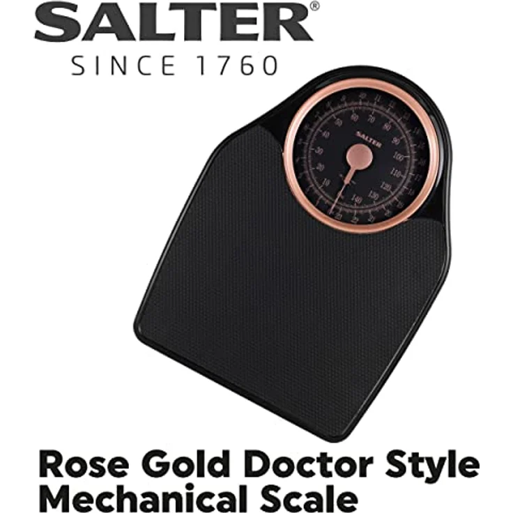 SALTER 145 RGFEU16 mechanische Doktorwaage, Körperwaage bis zu 150 kg, leicht ablesbare Skala mit Drehzeiger, große Trittfläche mit strukturierter Vinyl-Matte, Keine Batterien erforderlich, roségold – Bild 5