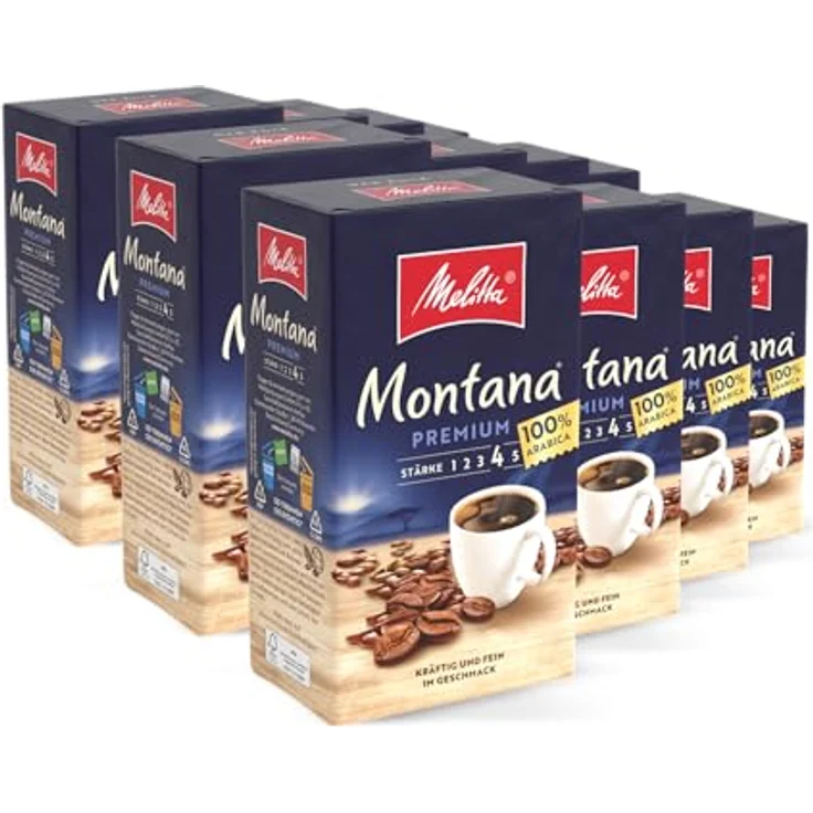 Melitta Gemahlener Röstkaffee, Filterkaffee, 100% Arabica, kräftig-feiner Geschmack, Stärke 4, Montana Premium, 12 x 500 g – Bild 2