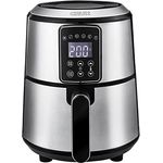 Crux 3 l digitale Heißluftfritteuse, schnelleres Vorheizen, ölfreies Frittieren, spülmaschinenfeste Antihaft-Pfanne und Bratgestell, Edelstahl