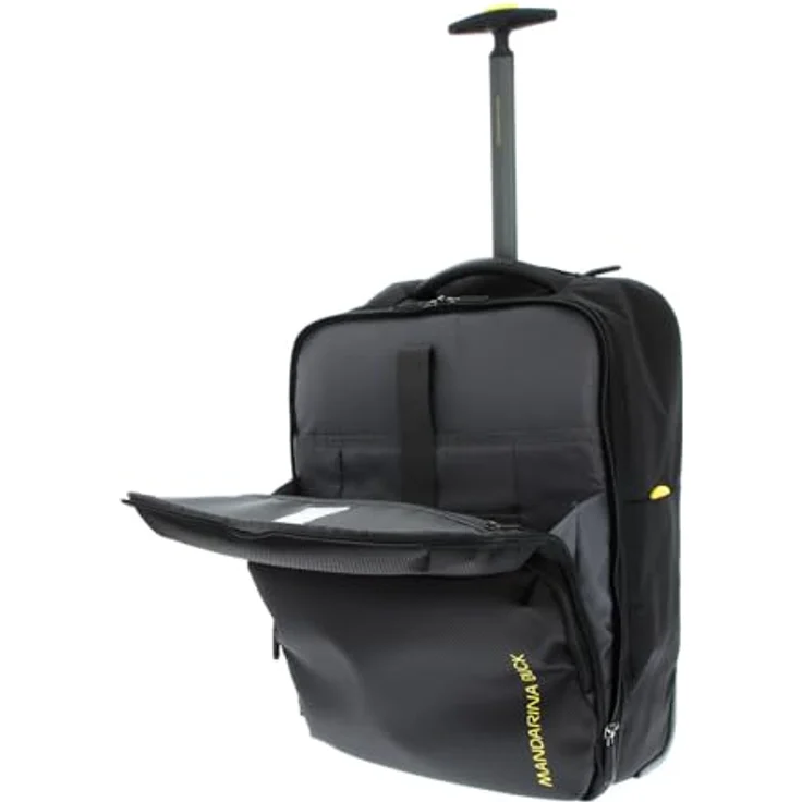 Mandarina Duck Zephyr Trolley Backpack, 3D-Effekt, zwei Tragevarianten, mit Taschen und elastischem Halter, Schwarz – Bild 2