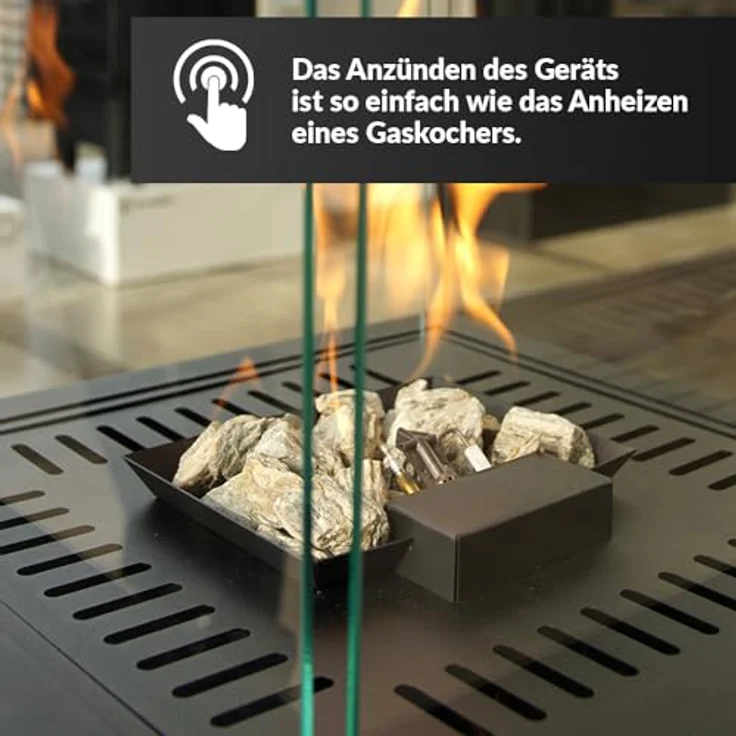 KRATKI Patio Light - Terrassenheizer Gas 8,2 kW - Set mit Reduzierstück - Heizstrahler Terrasse - Heizpilz für Garden - Gartenkamin - Deko Terrasse Outdoor, Schwarz – Bild 4