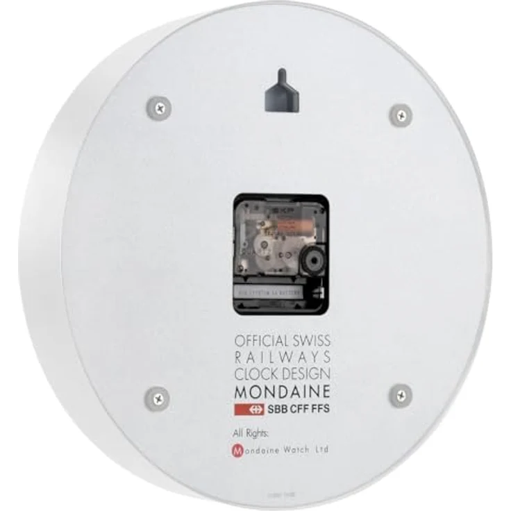 Mondaine Wanduhr A990.Clock.10SBB, Offizielle Schweizer Bahnhofsuhr in Weiß, Ø 25 cm, Quarzuhr mit schleichendem Sekundenzeiger, Aluminiumgehäuse, Swiss Made – Bild 4