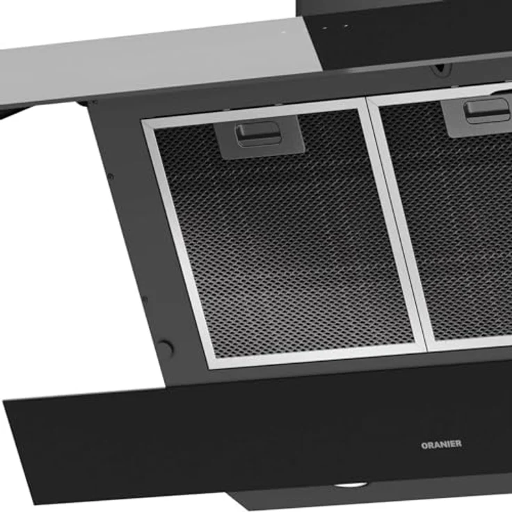 Oranier Dunstabzugshaube 90 cm - schwarze Abluft Kopffreihaube mit weißer LED Anzeige - Schräghaube mit 3 Leistungsstufen - Touch-Control - MIRAN90S1 – Bild 3