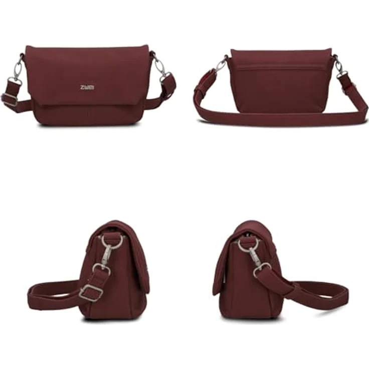 Zwei Mademoiselle.M Messenger, Handtasche aus pflegeleichtem Polyurethan mit Magnet- und Reißverschluss, 28 cm, schwarz – Bild 3