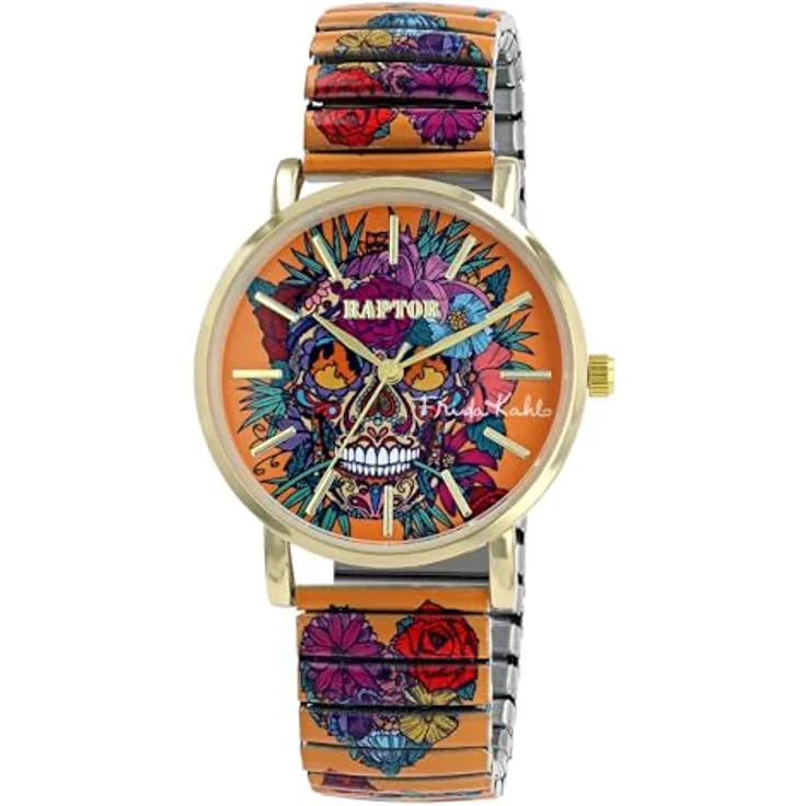 Raptor Damenarmbanduhr FRIDA KAHLO Edition mit Zugband, präzise Zeitmessung, kunstvolles Design, Edelstahl, 18,5 cm, Mineralglas, 36 mm, hautfreundlich - bunt - Preisvergleich