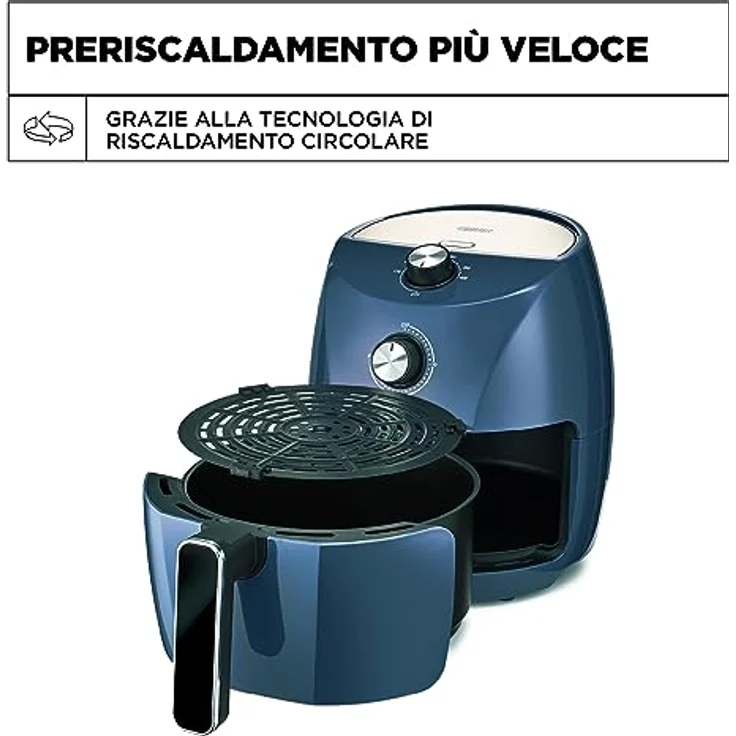 Crux 3.7QT Manual Air Fryer, Faster Pre-Heat, No-Oil Frying, Fast Healthy Evenly Cooked Meal Every Time, Dishwasher Safe Non Stick Pan and Crisping Tray for Easy Clean Up, Stainless Steel/Blue – Bild 3