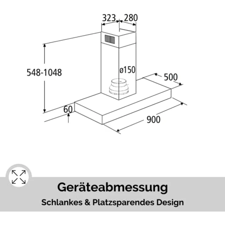 PKM 8090G Z Dunstabzugshaube, B, Abluft und Umluft, Wandmontage – Bild 8