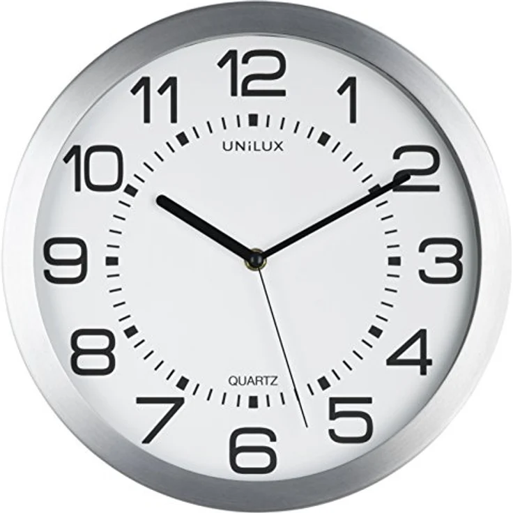 Unilux Wanduhr Moon mit Beleuchtung 35,5cm in metallgrau mit Ziffern-Licht – Bild 1