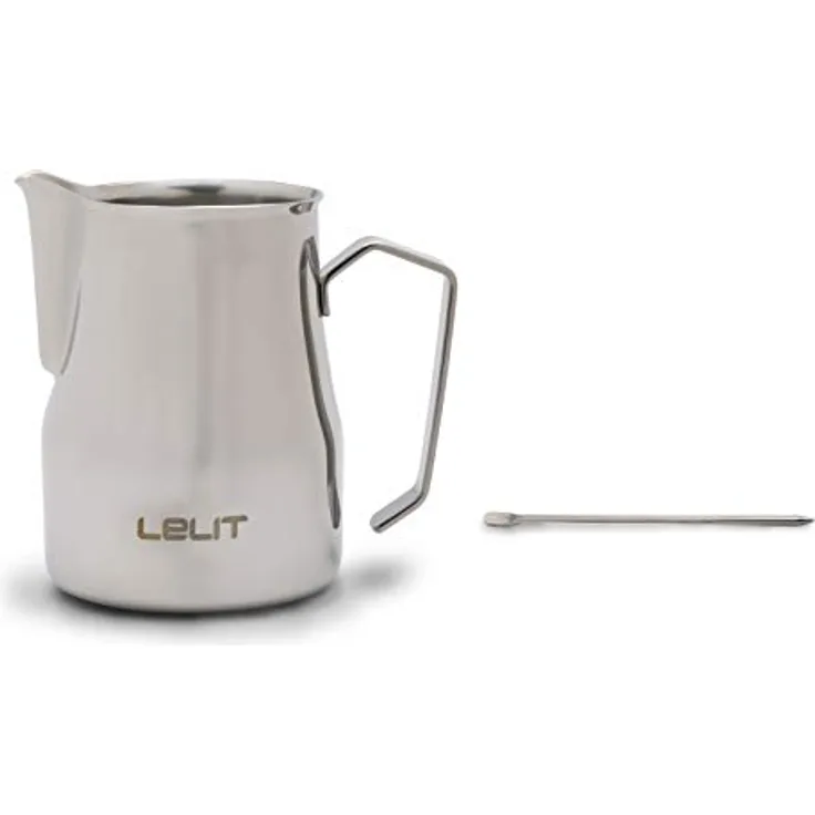 Lelit PLA301L Milchkanne mit Latte Art Pinsel, Stainless Steel, Rostfreier Stahl, 75 cl