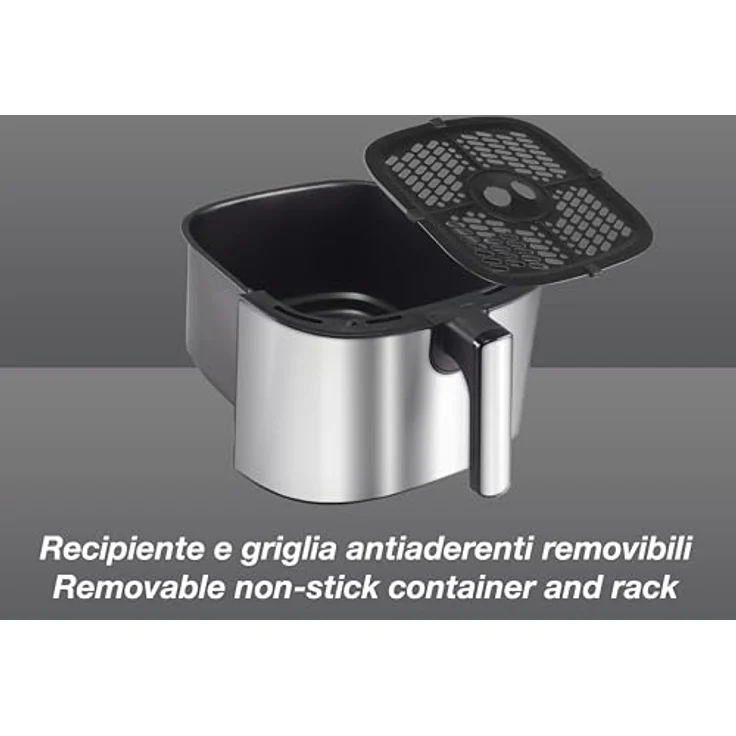 BEPER P101FRI070 Quadratische Heißluftfritteuse, Digitale Fritteuse 7L, Ölfreies Frittieren, Touch-Display, 8 Programme, Einstellbar bis 200°C, Timer 60 Minuten, Automatische Abschaltung, Stahl – Bild 5