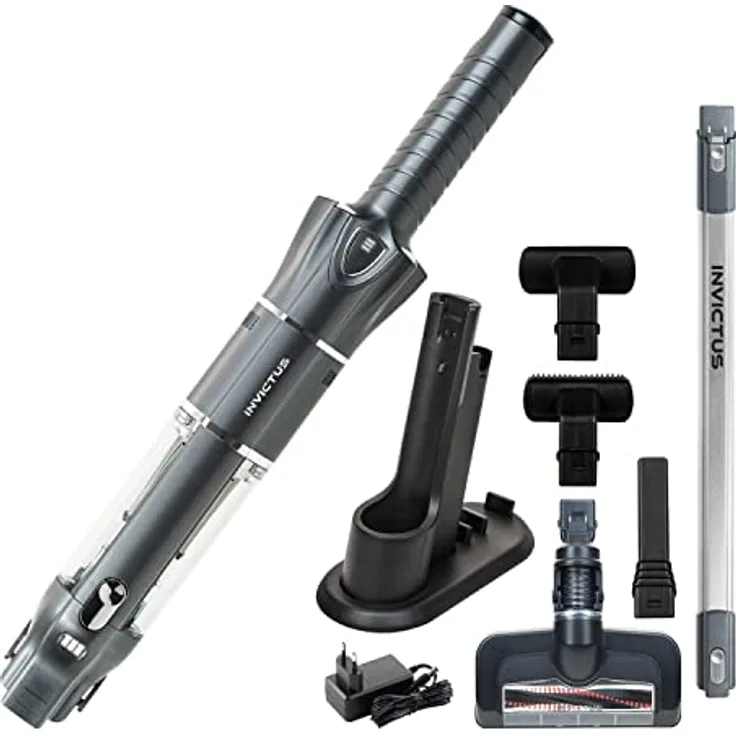 Genius Invictus ONE 3.0e Akku Handstaubsauger 14 TLG. – kabellos, beutellos, Akkustaubsauger. Ultra leicht, für Haus und Auto, leise, aufladbar, Bodenstaubsauger