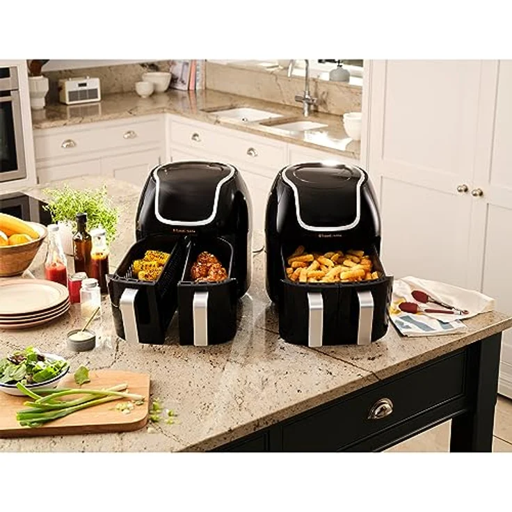 Russell Hobbs Heißluftfritteuse Doppelkammer [2 Fächer: 4,25l oder ein Korb 8,5l ] AirFryer SatisFry Snappi (8 Programme, spülmaschinenfest, Touchscreen, Fritteuse ohne Öl) Dual Basket 27290-56 – Bild 2