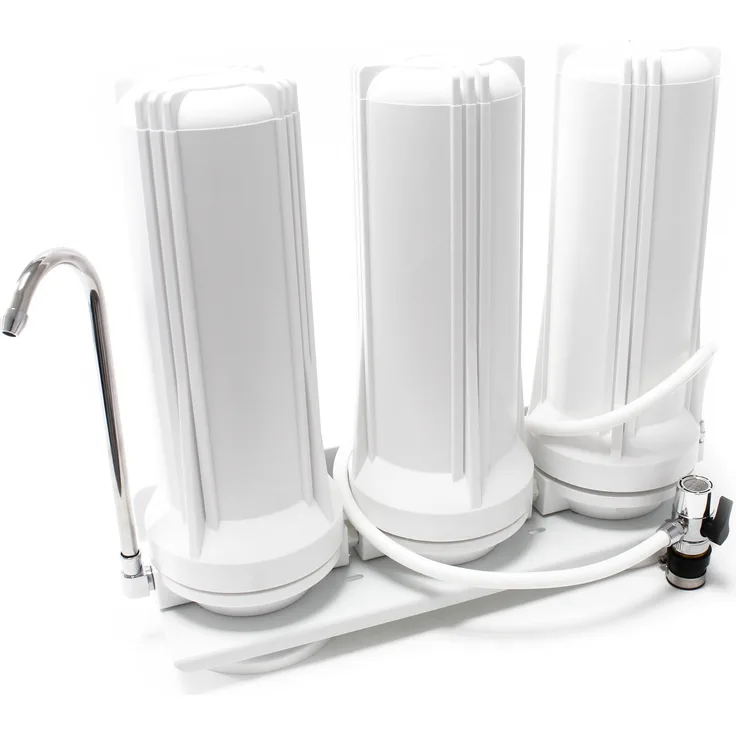Naturewater TR203 3 Stufen Counter Top Wasserfilter, 0,5 µ Filterpatrone Sedimentfilter, 5 µ Aktivkohle Block, Aktivkohle Granulat, preisgünstig und effektiv in Wasserreinigung