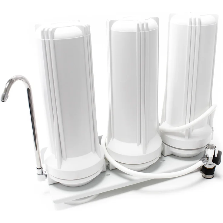 Naturewater TR203 3 Stufen Counter Top Wasserfilter, 0,5 µ Filterpatrone Sedimentfilter, 5 µ Aktivkohle Block, Aktivkohle Granulat, preisgünstig und effektiv in Wasserreinigung – Bild 1