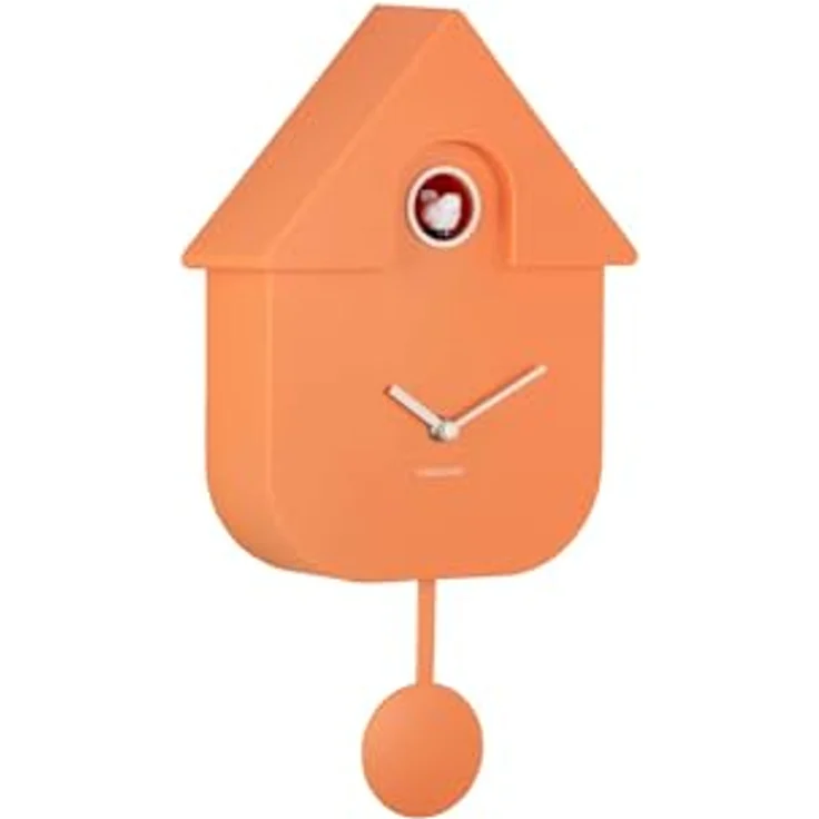 Karlsson Klok Modern Cuckoo, Wanduhr aus Kunststoff in Orange, 22x41x9 cm, modernes Koekoeksklok-Design – Bild 1