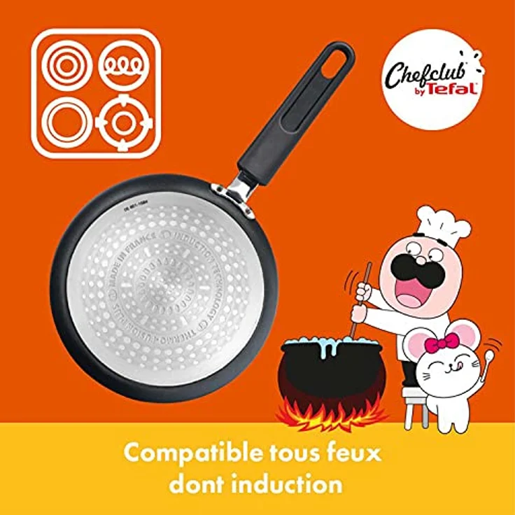 Tefal Chefclub by Kochset Hungry Kids Emergency Pfanne 19 cm, Springform 26 cm, Mini-Spatel, Kinder-Kochschürze, Rezeptheft E5119002 – Bild 2