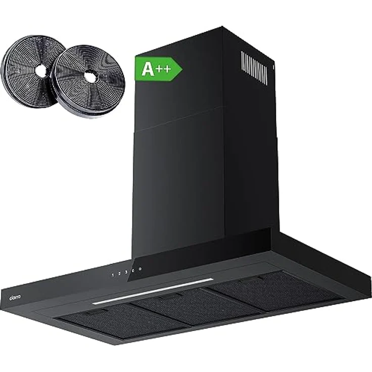 CIARRA CBCB9102 A++ Dunstabzugshaube 90cm Umluft Abluft Abzugshaube 650m³/h mit CBCF003 Aktivkohlefilter TouchControl 4 Stufen Inkl. Booster Schwarz – Bild 1
