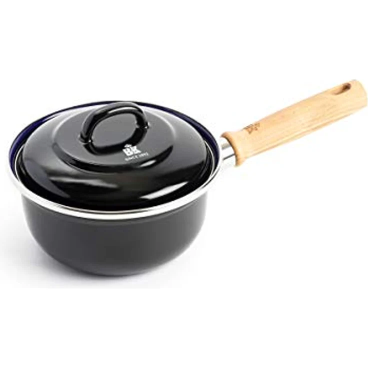 BK Indigo Holländisches Erbe Emaillierter Kochtopf mit Deckel mit PFAS-Freier Keramik-Antihaftbeschichtung, 16 cm/1,2 Liter, Induktion, Spülmaschinenfest, Backofenfest, Schwarz – Bild 1