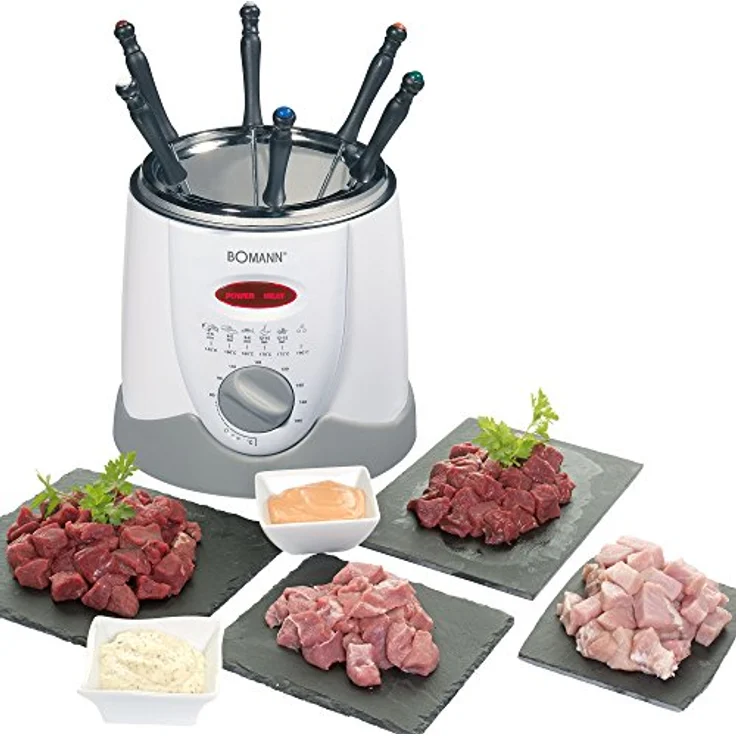 Bomann FFR 1290 CB Fondue-Fritteuse, 6 Fonduegabeln, 1 Liter, 840 Watt, silber – Bild 6