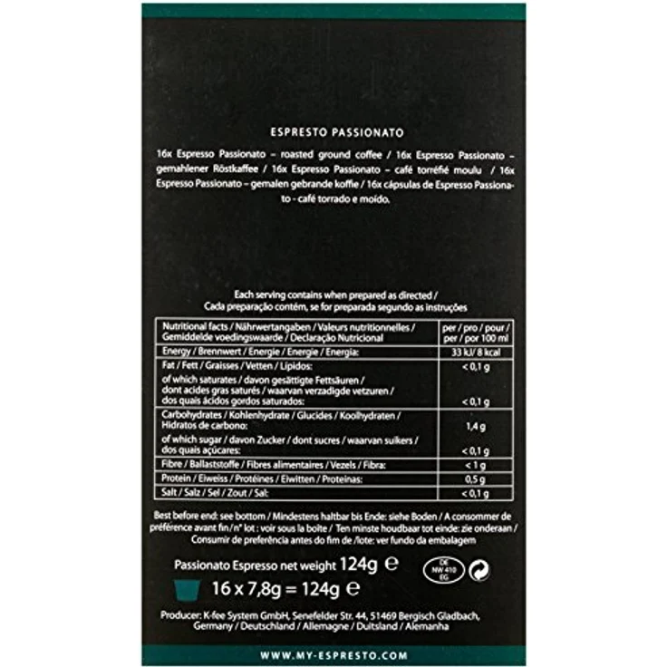 ESPRESTO Passionato Espresso Kaffeekapseln Stärke 7, K-fee System, 6er Pack (6x124 g) – Bild 5