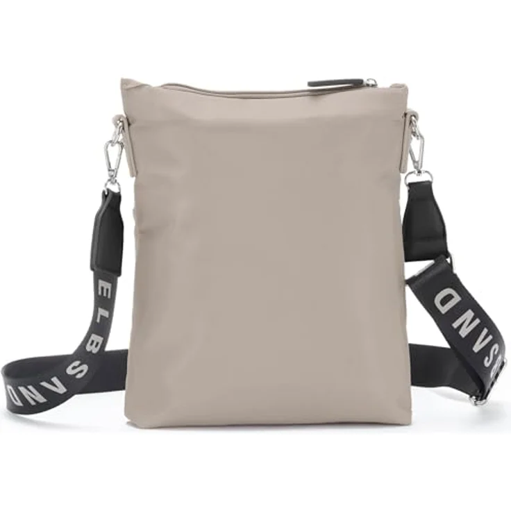 Elbsand Umhängetasche, VEGANE Schultertasche mit abnehmbarem Logoprint-Riemen und Reißverschlusstasche, Allrounder schwarz – Bild 2