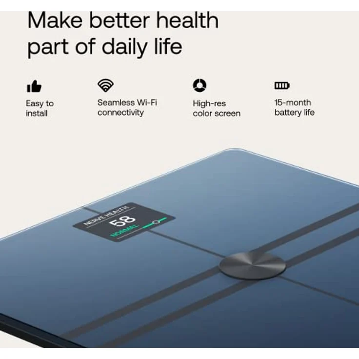 WITHINGS BODY COMP — WLAN Smart Waage mit vollständiger Körperanalyse inkl. Fettanteil, Muskelmasse, Knochendichte, Viszeralfett, Digitale Personenwaagen /Körperfettwaage mit Bluetooth – Bild 5