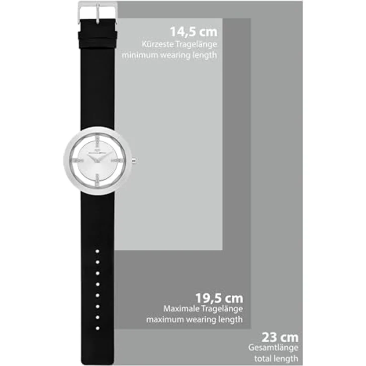 Rhodenwald & Söhne Lucrezia Damenuhr Edelstahl Silber 3 ATM mit Swarovski® Kristallen, Lederarmband Schwarz Fashionuhr Skeletonoptik – Bild 3