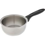 IBILI Stielkasserolle Clásica gewölbt 14 cm aus Edelstahl/Kunststoff, Silber/schwarz