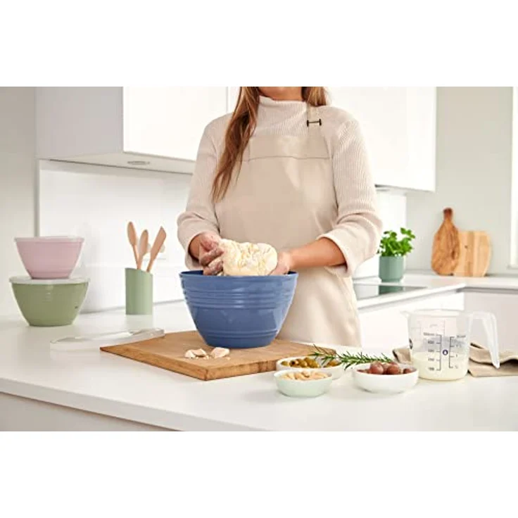 Emsa K32541 Prep&Bake Kunststoff-Rührschüssel 4,15 L | mit konservierendem Deckel für die Aufbewahrung im Kühlschrank | rutschfester Boden | perfekte Stabilität beim Mischen | spülmaschinenfest | Blau – Bild 5