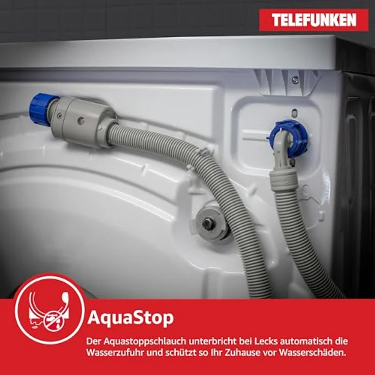 Telefunken Waschtrockner Kombi, 9 kg Waschen / 6 kg Trocknen, 1400 U/Min, Inverter Motor, 15 Programme, AquaStop, energiesparend, weiß – Bild 4