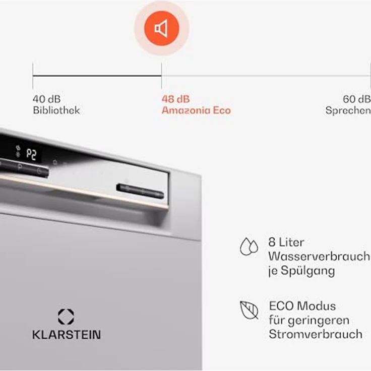 Klarstein Mini-Geschirrspüler Amazonia Eco 8, Leiser Tischgeschirrspüler für 8 Gedecke, 7 Spülprogramme, Weiß – Bild 4