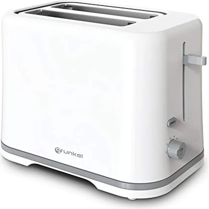 Grunkel - TSB-EASYTOAST - Double slot toaster with electronic 6-stage browning control - Shut-off function, crumb drawer and cable rewind - 870 W - white