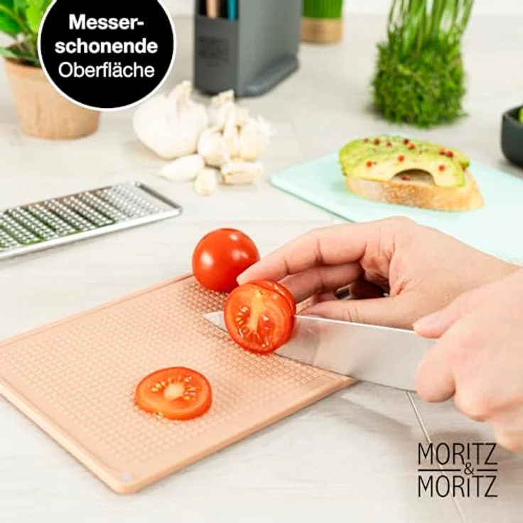 Moritz & Moritz 4X Frühstücksbrettchen Kunststoff Klein - 20,5 x 14,5 cm, spülmaschinenfest, mit Ständer (4 verschiedene Farben) – Bild 4
