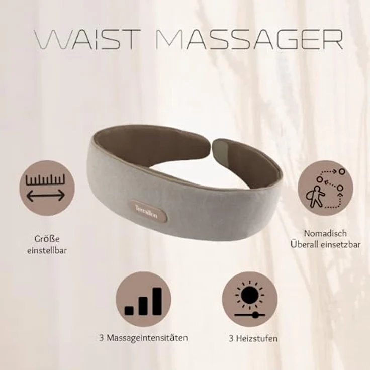 Terraillon WAIST MASSAGER, Massagegürtel für Rücken und Bauch, Vibration und Kompression, 3 Temperaturstufen, USB-C wiederaufladbar – Bild 4